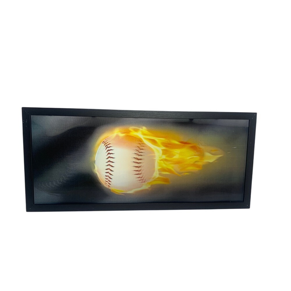 Open Road Brands Baseball on Fire‎ 3D Lenticular Framed Wall Art Sports Decor
